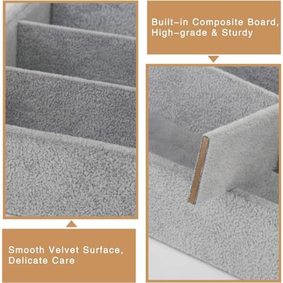 Sunglass Organizer Jewelry Tray, 8 Grids Velvet Tray Glasses Watch Storage - Picture 3 of 7